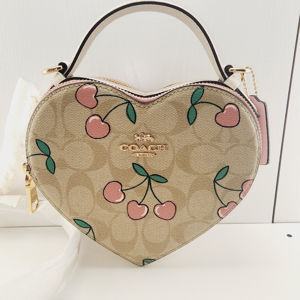 Coach Heart Crossbody In Signature Canvas With Heart Cherry Print New With Tags! - Picture 5 of 14